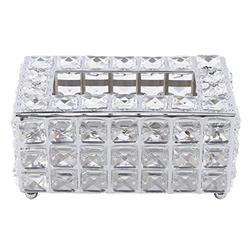 Kristall Tissue Box, Serviettenetui Gesichtspapier Strasshalter Taschentuchbox Rechteckig für Hochzeit Restaurants Hause Office (Silber) von RainWeel