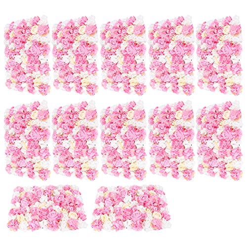 Künstliche Blumenwand, Rosenwand 12x Kunstblumen Hochzeit Straße Hintergrund Wand 40 * 60cm für Hochzeit Hintergrund Party Heimdekoration Rosa von RainWeel