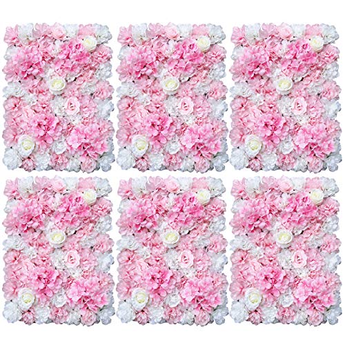 Künstliche Blumenwand, Rosenwand Kunstblumen 6pcs DIY Hochzeit Straße Hintergrund für Hochzeit Hintergrund Party Heimdekoration (40 * 60cm, Quadrat, Rosa) von RainWeel