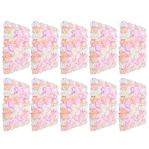 Künstliche Blumenwand 10 Stück Rosenwand Hintergrund Rosa Romantische Blumenhintergrund 40 x 60 cm für Garten Hochzeit Dekor Fotografie von RainWeel