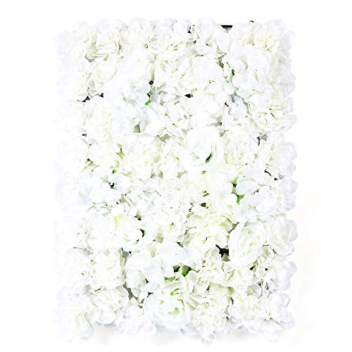 Künstliche Blumenwand 20 Pcs Kunstblumen Panel Weiß Blumenwand Hochzeit Hintergrund DIY Blumen Säule 40 * 60cm von RainWeel