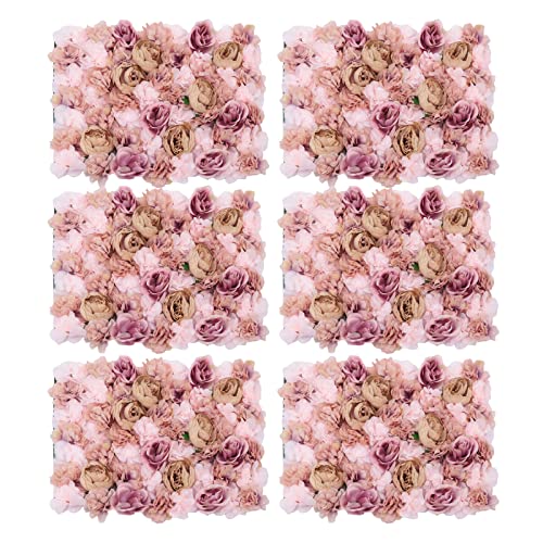 Künstliche Blumenwand 6 Pcs Rosenwand Blumenwandpaneele Kunstblumen Deko für Hochzeit Balkon Hintergrund von RainWeel