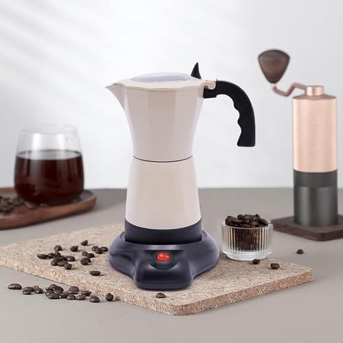 RainWeel Espressokocher Elektrisch mit Basis 6 Tassen, 300ML 480W Espresso Bereiter Maschine 360° Rotatable Kaffeemaschinen für das Büro und zu Hause von RainWeel