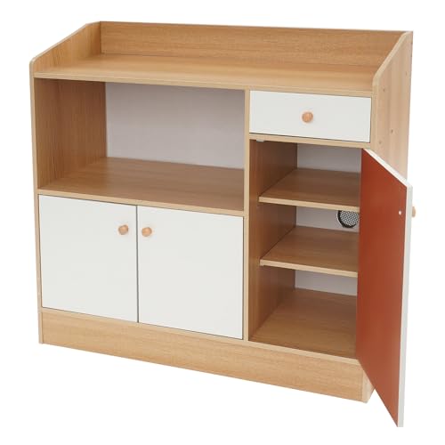 RainWeel Küchenschrank 90x30x80cm Standschrank mit Arbeitsplatte & Türen & Schubladen, Sideboard Küche Stabiler Regalschrank, 15kg pro Fach (Eiche Farbe) von RainWeel