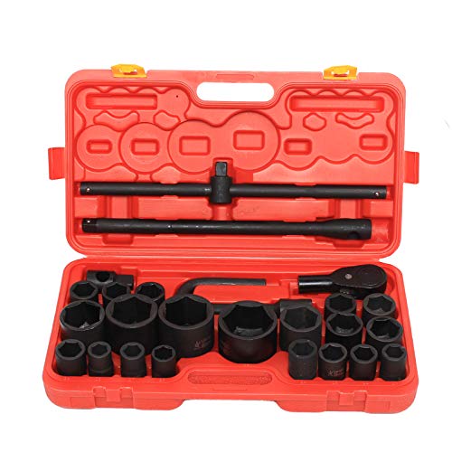 Schlagschrauber Nüsse Set 26-teilig Impact Socket Set 17 Stück 3/4" Steckschlüssel 21-50 mm 1 "Steckdose Ratschenschlüssel Drive Impact-Steckschlüsseleinsätze von RainWeel