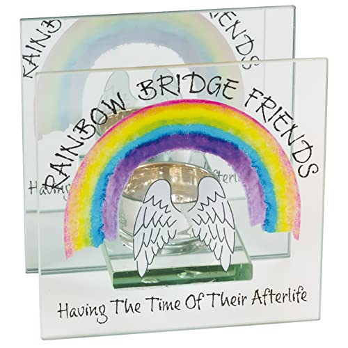 Teelichthalter mit Engelsflügeln für Haustierverlust, Gedenkgeschenk Rainbow Bridge Friends von Rainbow Bridge Friends