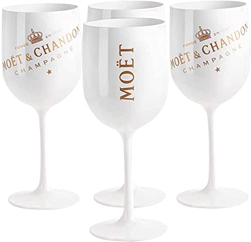 4 Stück Moët &Chandon Ice Imperial Sektgläser Set，0.48L Acryl-Glas Mote Rose Champagnergläser,Wine Party Flöte Kunststoff Weinglas Sektglas, Weiß von Franna