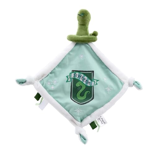 Rainbow Designs Harry Potter Slytherin Schmusetuch für Neugeborene - Weiche Plüsch-Schmusetuch mit Schlangenkopf und Wappen - Baby Kuscheldecke mit geknoteten Ecken & taktilen Tags von Rainbow Designs