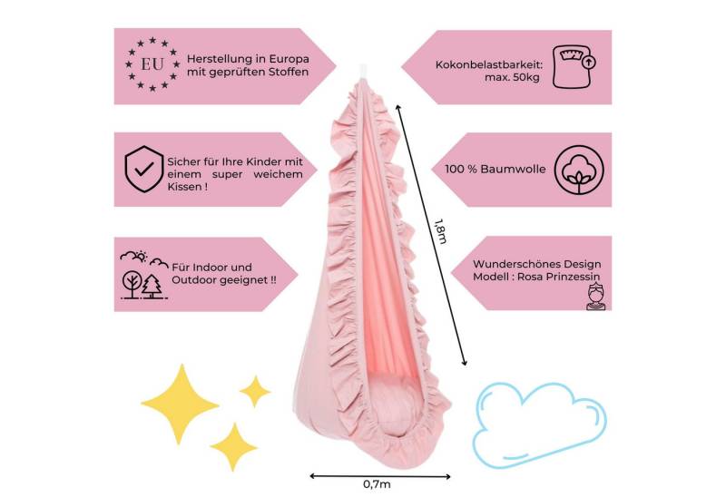 Rainbow Kids Hängesessel Kokon Hängematte Kinder Sessel Hängehöhle Schaukel, Made in Europe von Rainbow Kids