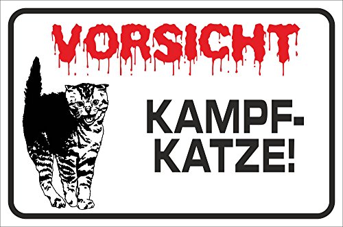 Rainbow-Print Schild Vorsicht Kampfkatze 15x20 oder 20x30 (20x30cm) von Rainbow-Print