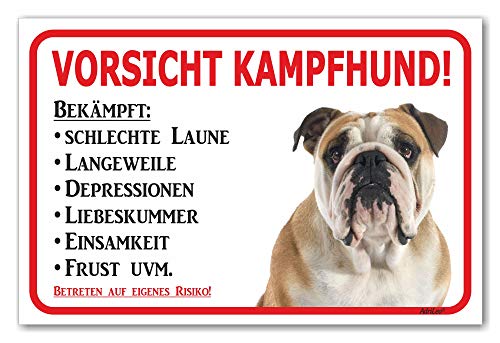 AdriLeo Schild - Vorsicht Englische Bulldogge - Kampfhund - (20x30cm) / Achtung Hund Wachhund von AdriLeo