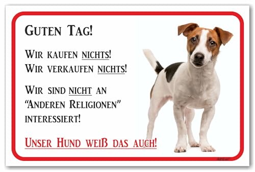 AdriLeo Schild - Vorsicht Jack Russell Terrier - Wir kaufen nichts - (15x20cm) / Achtung Hund Wachhund von AdriLeo