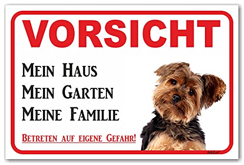 AdriLeo Schild - Vorsicht Yorkshire Terrier - Mein Haus - (20x30cm) / Achtung Hund Wachhund robust langlebig UV-beständig wetterfestes Warnschild von AdriLeo