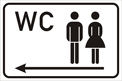 AdriLeo Türschild - WC Toilettenschild - Pfeil Links- 15x20 oder 30x20 Aluverbundplatte wetterfest (20x30cm) von AdriLeo