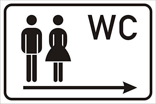 AdriLeo Türschild - WC Toilettenschild - Pfeil rechts- 15x20 oder 30x20 Aluverbundplatte wetterfest (20x30cm) von AdriLeo