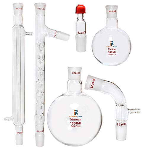 Glasdestillationsgerät Destillation von ätherischen Ölen mit Doppelkondensator 1000 ml & 500 ml Kolben Destillationsadapter Laborchemie Glaswaren Kits Glasdestillationsgerät Destillation von ätherischen Ölen mit Doppelkondensator 1000 ml & 500 ml Kolben Destillationsadapter Laborchemie Glaswaren Kits von Rainbow_Road
