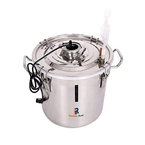 Rainbow_Road Edelstahl Fermenter 30L 7.9Gallon Thermostat Fermenter Heizung Temperaturregelung Automatischer Auspuff mit Temperaturstreifen (7.9 Gal / 30L) von Rainbow_Road