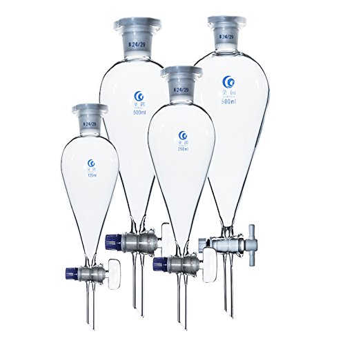 Scheidetrichter Glas Pear Form Scheidetrichter Lab Borosilikatglas Scheidetrichter Chemie Science Lab Equipment 3,3 Borosilikatglas 60 ml – 2000 ml, 19/24/29 Gelenk, 125ml , 19joint, durchsichtig, 28 von Rainbow_Road