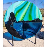 Nordlichter Glas Teller von RainbowGlassDesignAZ