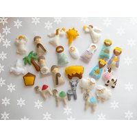 Krippen-Weihnachtsschmuck-Set 24 Weihnachtsschmuck Krippe Adventskalender Jesuskind Maria Josef Hirte von Rainbowsmileshop