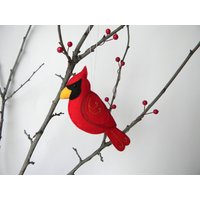 Kardinal-Weihnachtsschmuck. Filz-Christbaumschmuck. Kardinal-Ornament. Weihnachtsdekoration. Gestickter Baumschmuck von Rainbowsmileshop