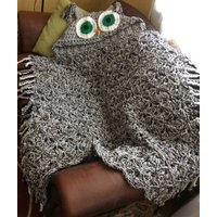 Graue Kapuzen Häkeln Eule Decke Chunky Cozy Bequem Werfen in Baby, Kind Und Erwachsene Größen. Valentines Geschenk Für Sie, Ihn Uk von RaindropsonRosesx