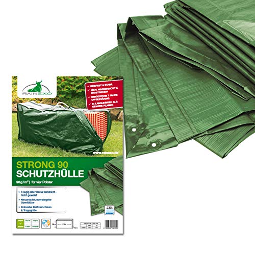 Rainexo Schutzhülle hochreißfest für 4 Hochlehner Auflagen, 1.30 x 0.35 x 0.60 m von Bio Green