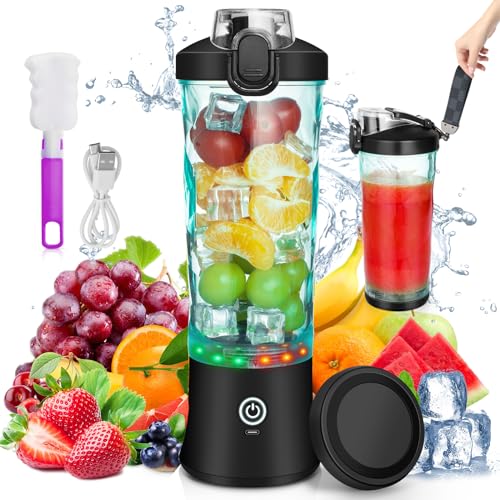 Rainpal Tragbarer Mixer/Mini Standmixer, 600mL USB Wiederaufladbarer Blender mit Becherdeckel, 6 Klingen, Kabelloser Persönlicher Mixer, BPA-Freier Smoothie Maker für Draußen Sport von Rainpal