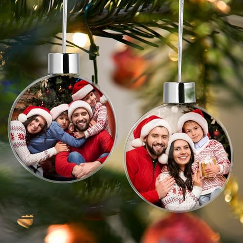 Personalisierte Fotoanhänger, Individualisierter Weihnachtsschmuck für den Baum, Familienmitglieder and Freunde, Transparente Weihnachtsbaumkugeln aus mit Ihrem eigenen Bild von Rainsar