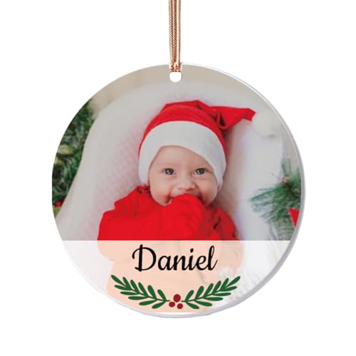 Personalisierte Weihnachtskugeln mit Foto, Weihnachtskugeln mit Babys Foto und Namen, Erste Weihnachtsbaum Dekoration für Babys 2023, Personalisierte Geschenke Männer Frauen Kinder von Rainsar