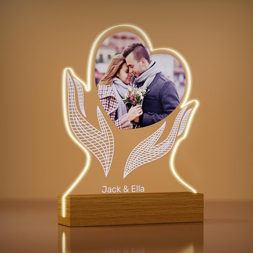 Rainsar Personalisiert Herz Fotorahmen, Acryl Personalisierte Herz Fotorahmen, Fotogeschenke für Valentinstag Jahrestag Muttertag Hochzeit Weihnachten, Familiengeschenke von Rainsar