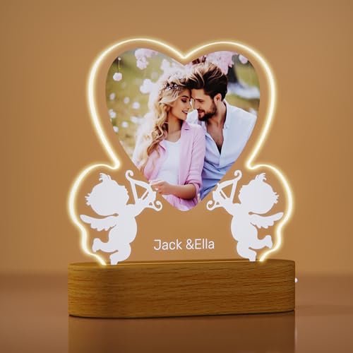 Rainsar Personalisiert Herz Fotorahmen, Acryl Personalisierte Herz Fotorahmen, Fotogeschenke für Valentinstag Jahrestag Muttertag Hochzeit Weihnachten, Familiengeschenke von Rainsar