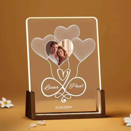 Rainsar Personalisierter Bilderrahmen für Freund und Freundin, individuelles Fotogeschenk für Paare, individueller Acryl-Bilderrahmen, Fotolampe mit Text für Valentinstag, Hochzeitstag Rainsar Personalisierter Bilderrahmen für Freund und Freundin, individuelles Fotogeschenk für Paare, individueller Acryl-Bilderrahmen, Fotolampe mit Text für Valentinstag, Hochzeitstag von Rainsar