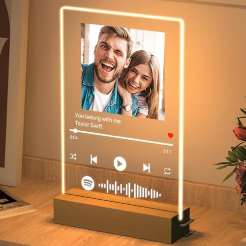 Rainsar Spotify Glas Personalisiert Custom, Song Cover Glas Bild Personalisiert mit Foto, Fotogeschenke aus Acryl für Freundin zum Jahrestag, Geburtstag, Valentinstag - 22x15cm von Rainsar