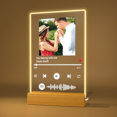 Spotify Glas Personalisiert mit Foto, Song Cover Glas Bild Musik Spotify aus Acrylglas, Personalisiertes Spotify Platte mit Scannbar QR Code, Geschenke für Valentinstag Weihnachten von Rainsar