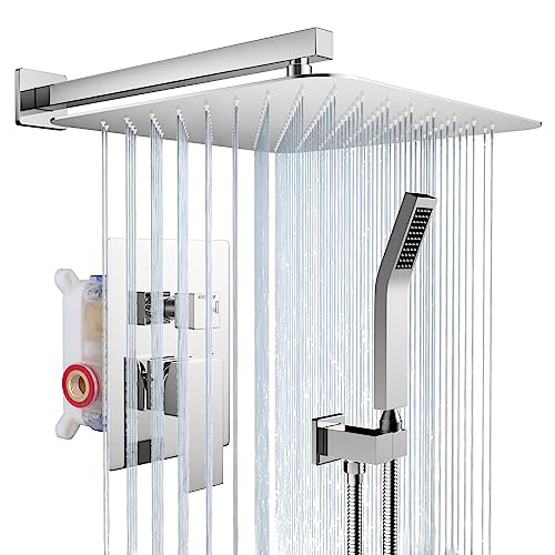 Rainsworth 16 Zoll Regendusche Duschsystem Unterputz, Unterputz Duscharmatur Set mit Regendusche 40x40cm, Unterputz Armaturen aus Hochwertig Edelstahl und Messing, Duschset Chrom von Rainsworth