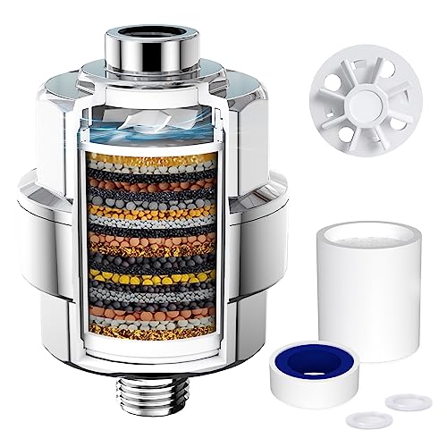 Rainsworth 20-Schichten Duschfilter mit Lüfterblättern, Duschkopf Wasserfilter mit 1 Filterkartusche, KDF-Filtersystem gegen Rest-Chlor, Shower Filter Water Filters Kalkfilter Dusche von Rainsworth