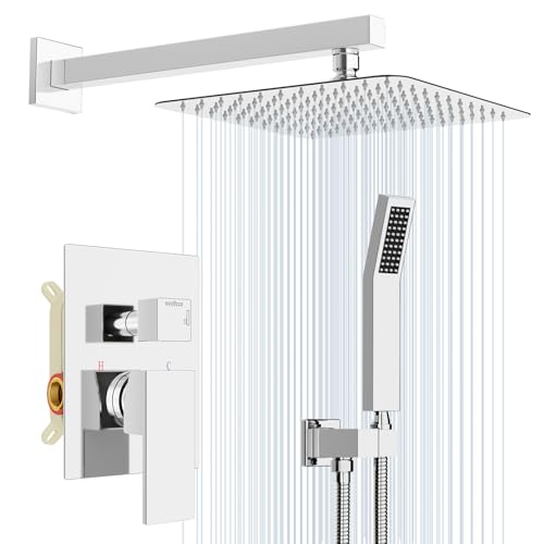 Rainsworth 10 Zoll Regendusche Duschsystem Unterputz, Unterputz Duscharmatur Set mit Regendusche 25x25cm, Unterputz Armaturen aus Hochwertig Edelstahl und Messing, Duschset Chrom von Rainsworth