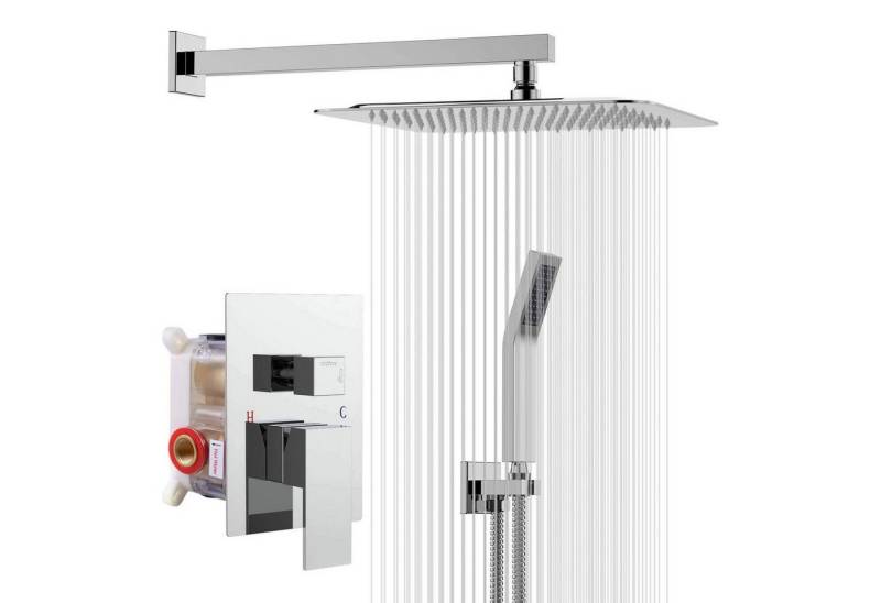 Rainsworth Duschsystem Verdecktes Duschsystem für Bäder, Kombiniert Set, Quadratische Regendusche mit Lufteinspritztechnik von Rainsworth
