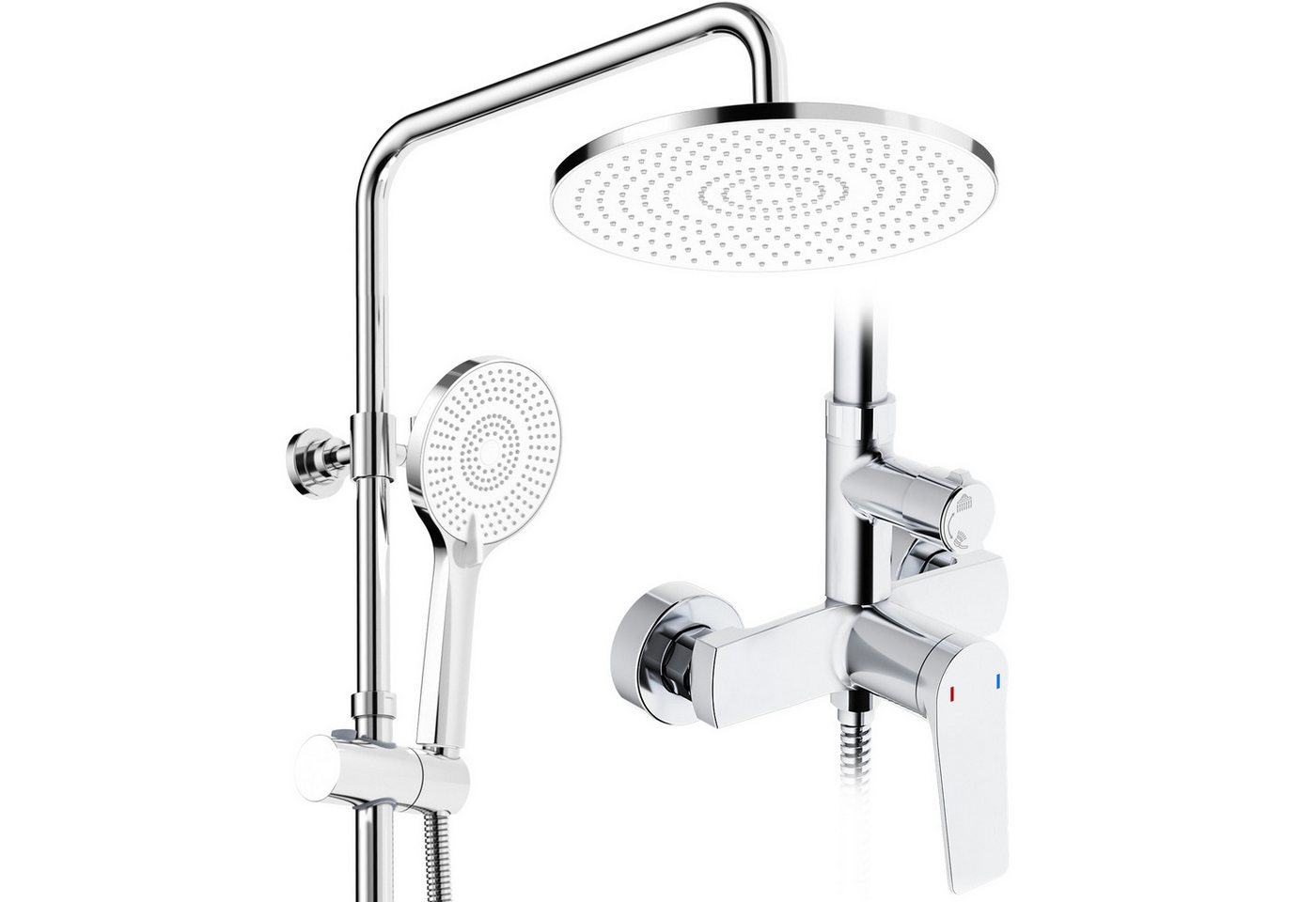 Rainsworth Duschsystem mit Armatur, mit Ablage, 25 X 25 cm Rund Regendusche, 3 Strahlart(en), Regendusche mit Armatur aus Messing, 25cm Regendusche von Rainsworth