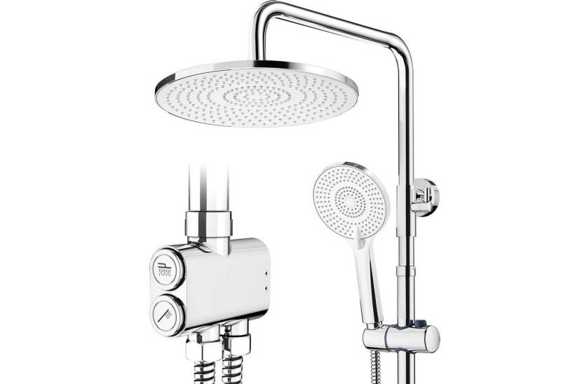 Rainsworth Duschsystem mit Armatur, mit Ablage, 25 X 25 cm Rund Regendusche, 3 Strahlart(en), Regendusche mit Armatur aus Messing, 25cm Regendusche von Rainsworth
