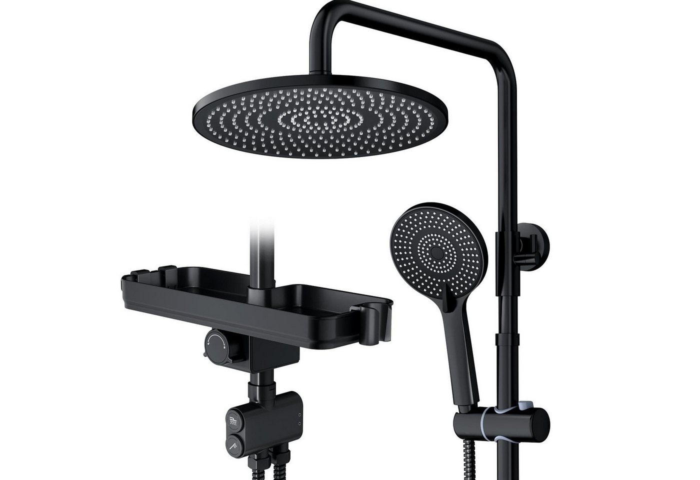Rainsworth Duschsystem mit Armatur, mit Ablage, 25 X 25 cm Rund Regendusche, 3 Strahlart(en), Regendusche mit Armatur aus Messing, 25cm Regendusche von Rainsworth