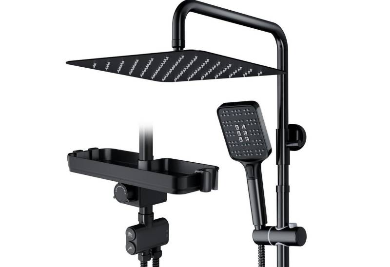 Rainsworth Duschsystem mit Armatur, mit Ablage, 25 X 25 cm Rund Regendusche, 3 Strahlart(en), Regendusche mit Armatur aus Messing, 25cm Regendusche von Rainsworth