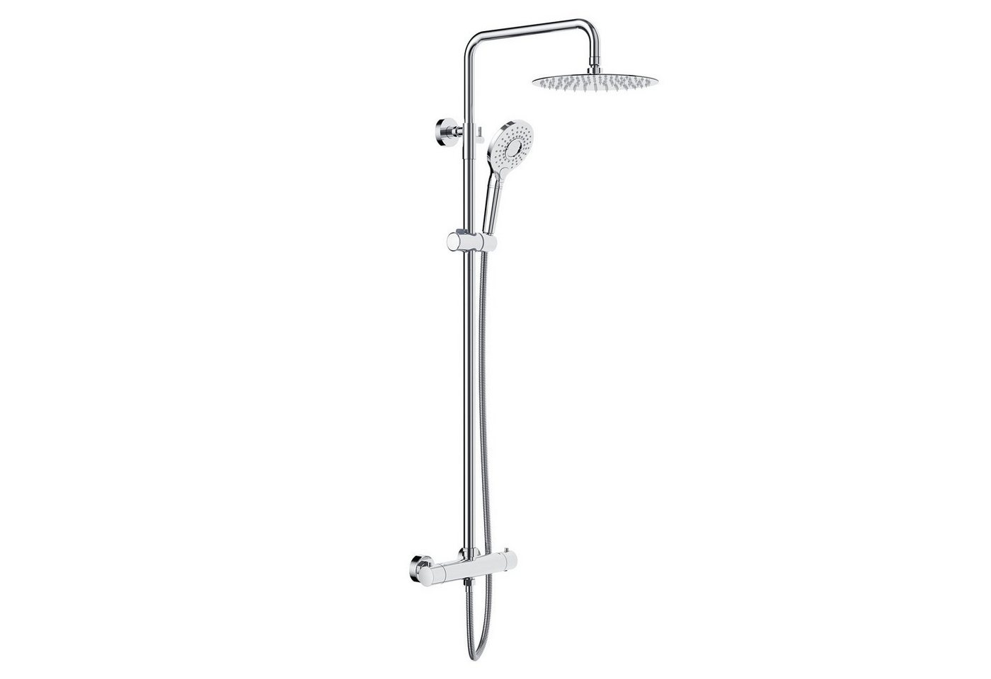 Rainsworth Duschsystem mit Thermostat, 3 Strahlart(en), komplett-set, 92-126 cm Duschstangen Edelstahl Duschamaturenset Wassersparend von Rainsworth