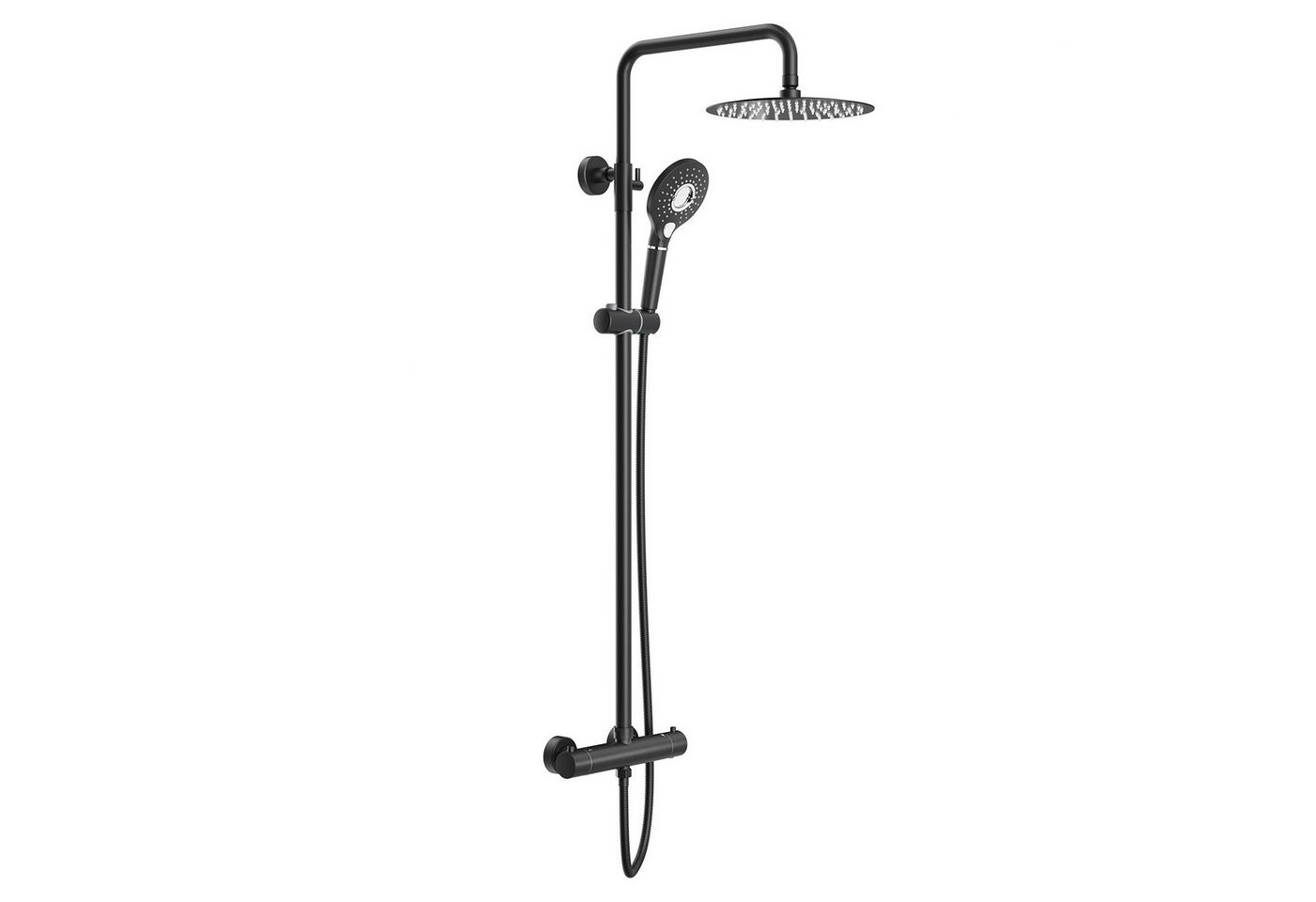 Rainsworth Duschsystem mit Thermostat, 3 Strahlart(en), komplett-set, 92-126 cm Duschstangen Edelstahl Duschamaturenset Wassersparend von Rainsworth