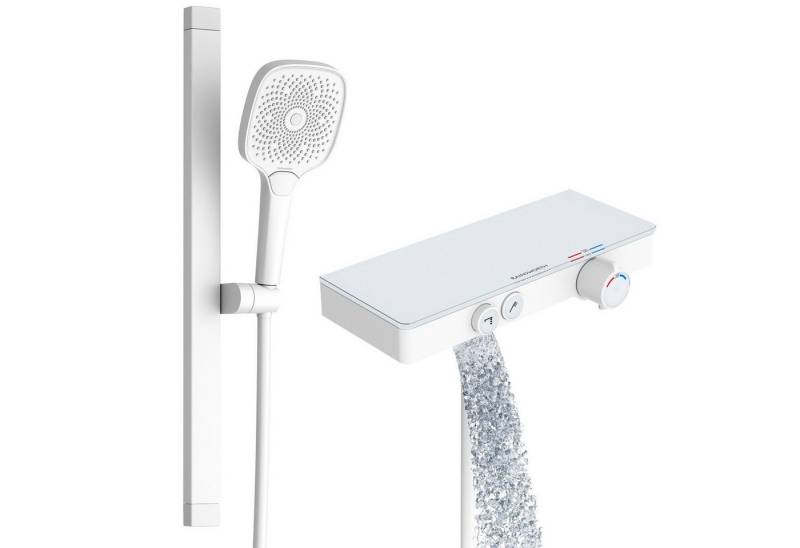 Rainsworth Duschsystem mit Thermostat und Glasablage, 3 Strahlart(en), 26x26 cm von Rainsworth