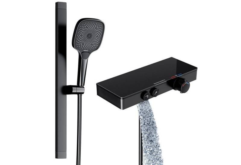 Rainsworth Duschsystem mit Thermostat und Glasablage, 3 Strahlart(en), 26x26 cm von Rainsworth