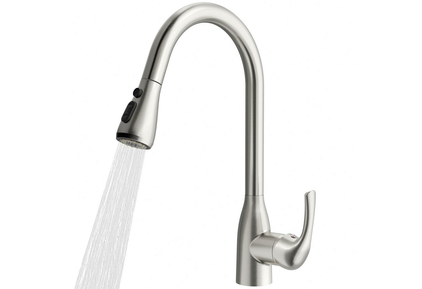Rainsworth Küchenarmatur Küchenarmatur Ausziehbar 40cm (Wasserhahn mit Kalt und Warmwasserschlauch,Schwarz, Spültischarmatur 360° Schwenkbar,Mischbatterier Küche) 3 Modus Wasserhahn Küche mit Hohe Bogenauslauf von Rainsworth