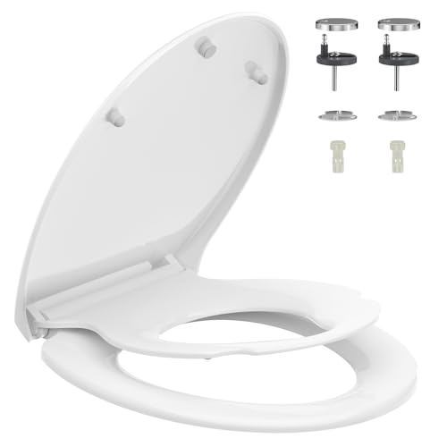 Rainsworth Nano Glaze Wc Sitz Mit Kindersitz Form O,Urea Formaldehyd Klodeckel Mit Kindereinsatz,Ergonomisch Gestalteter Antibakterieller Toilettendeckel,Universal Weiße Klobrille von Rainsworth