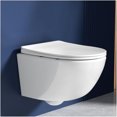 Rainsworth Wand WC Spülrandlos - Hänge Toilette Kraftvolle Spülung, mit effizienter Spültechnik, Kloschüssel inklusive WC-Sitz mit Absenkautomatik und Schnellspanner, Weiß, 48,5 cm Rainsworth Wand WC Spülrandlos - Hänge Toilette Kraftvolle Spülung, mit effizienter Spültechnik, Kloschüssel inklusive WC-Sitz mit Absenkautomatik und Schnellspanner, Weiß, 48,5 cm von Rainsworth
